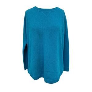 Kinross Cashmere Round Hem Ribbed Trim Raglan Sweatshirt Sweater Small
